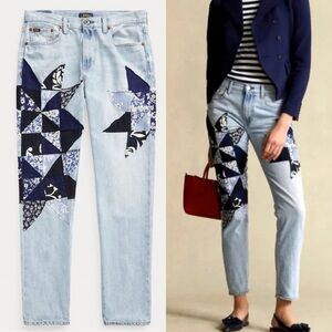 Polo by Ralph Lauren Blue Patchwork Boyfriend Jeans